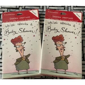 Hallmark Shoebox Greetings Baby Shower Invitations 16ct Vintage Funny Humor‎ NEW